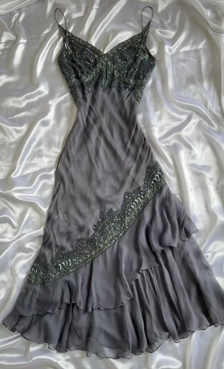 Chic A-Line Spaghetti Straps Chiffon Lace Without Sleeves Long Prom Dress, Evening Dress - FashionDia