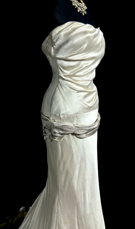 Classy Mermaid Strapless Satin Without Sleeves Long Prom Dress, Evening Dress - View 3 | FashionDia