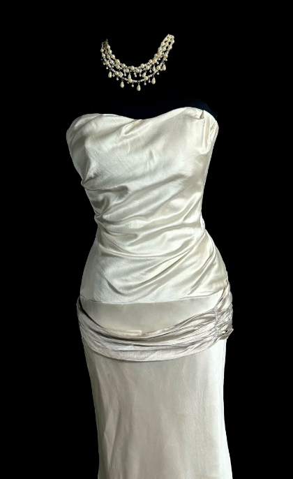 Classy Mermaid Strapless Satin Without Sleeves Long Prom Dress, Evening Dress - View 4 | FashionDia