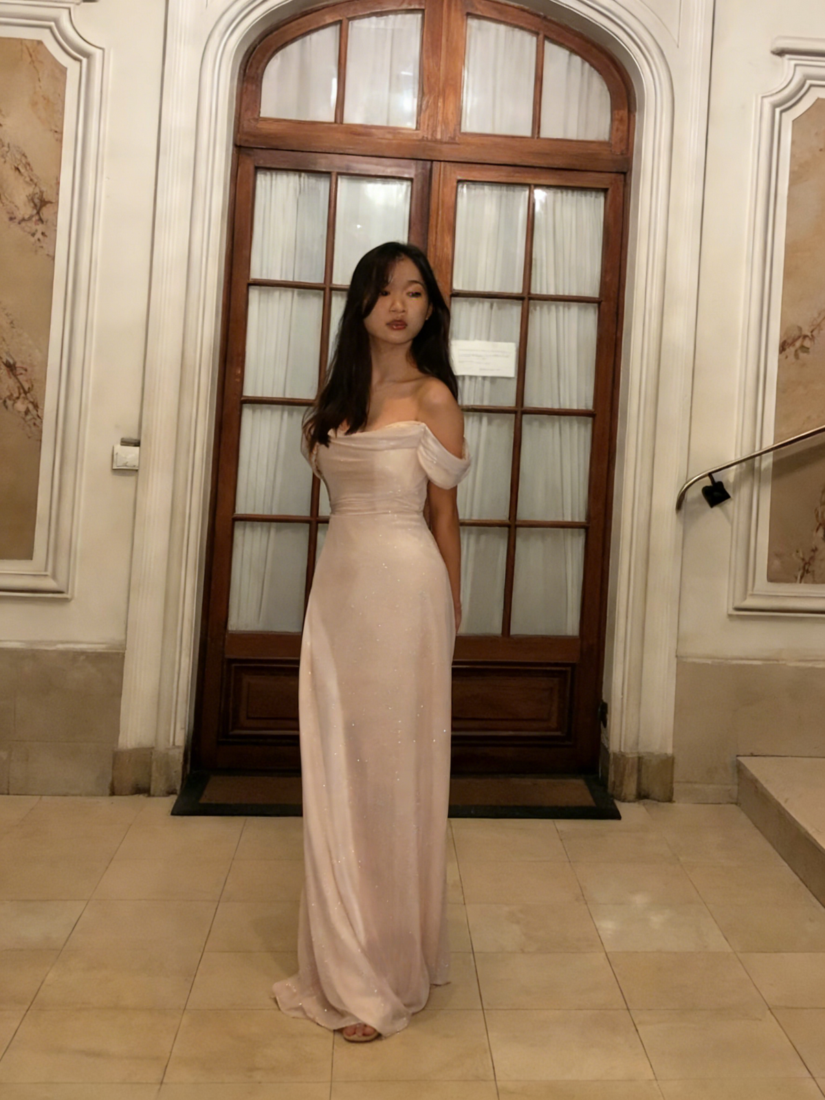 Elegant A-Line Off-the-Shoulder Tulle Sequin Long Prom Dress, Evening Dress - FashionDia