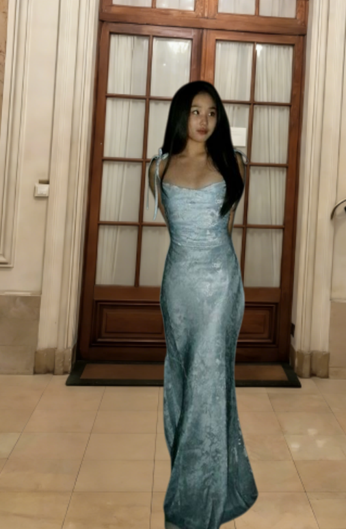 Classy Mermaid Spaghetti Straps Satin Long Prom Dress, Evening Dress - FashionDia