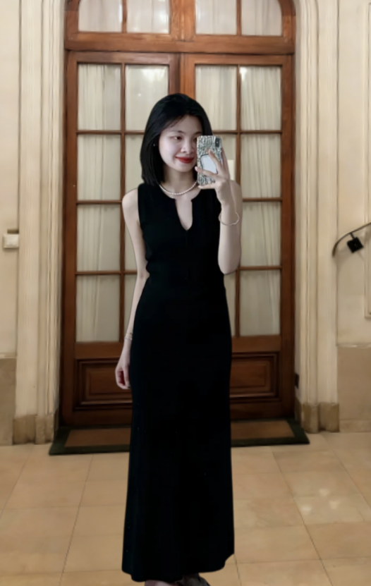 Chic Black A-Line Satin Long Prom Dress, Evening Dress - FashionDia