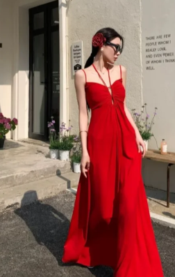 Elegant Burgundy Spaghetti Straps A-Line Satin Long Prom Dress, Evening Dress - FashionDia