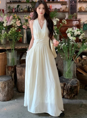 Classy A-Line Halter Chiffon Long Prom Dress, Evening Dress - FashionDia