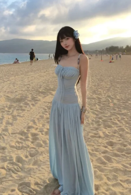 Classy A-Line Spaghetti Straps Chiffon Long Prom Dress, Evening Dress - FashionDia