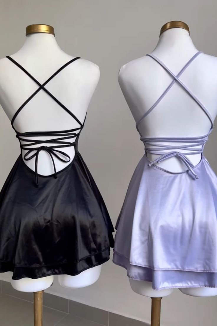 A Line Spaghetti Straps Backless Homecoming Dresses Black Birthday Outfits