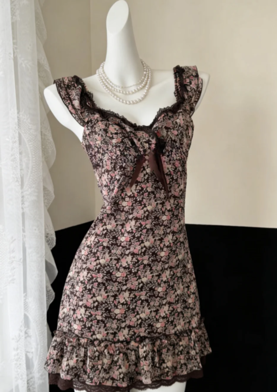 Chic A Line Printed Floral Satin Short Homecoming Dress 18th Birthday Outfits