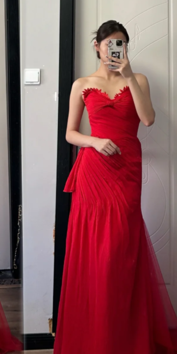 Charming Mermaid Sweetheart Tulle Long Prom Dress, Evening Dress