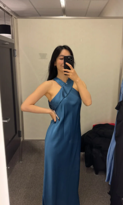 Chic Mermaid Halter Satin Long Prom Dress, Evening Dress - FashionDia