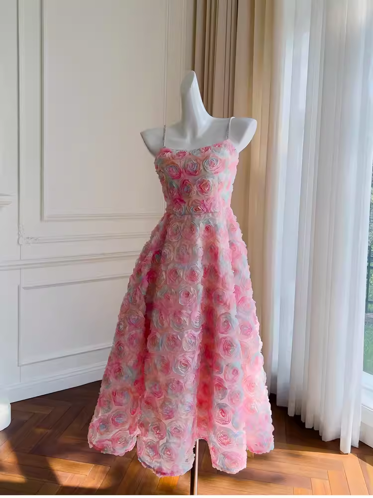 Cute A-Line Spaghetti Straps Flowers Lace Birthday Outfit Homecoming Dresses - FashionDia