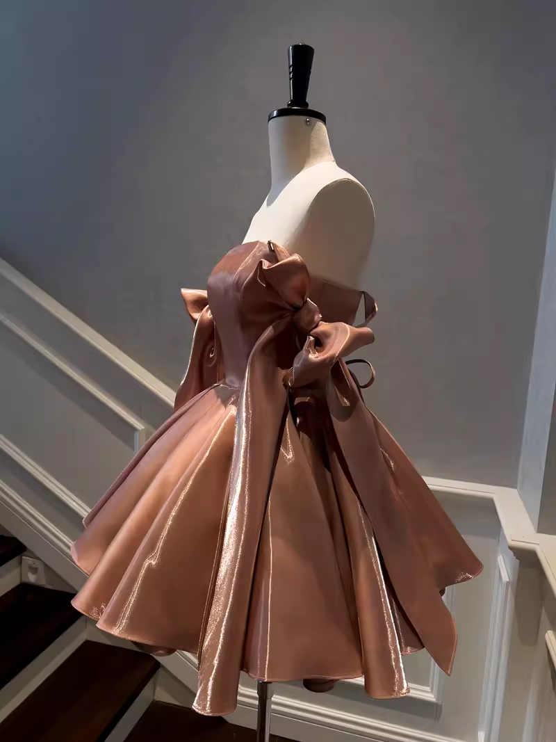 Sexy A line Straps Brown Birthday Outfit Homecoming Dresses