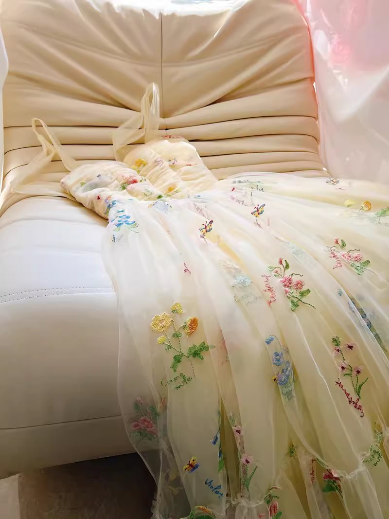 Modest A Line Straps Floral Tulle Homecoming Dress 21st Birthday Outfit With Bow