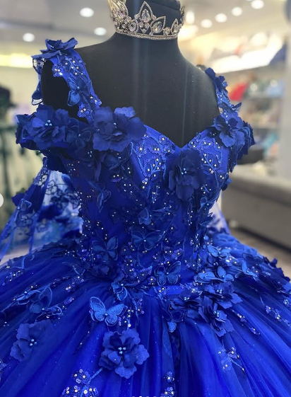 Royal Blue Sweet 16 Princess Ball Gown Quinceanera Dresses with Train for Girls Prom Party Evening Long,Y2479 - View 2 | VelvetHem