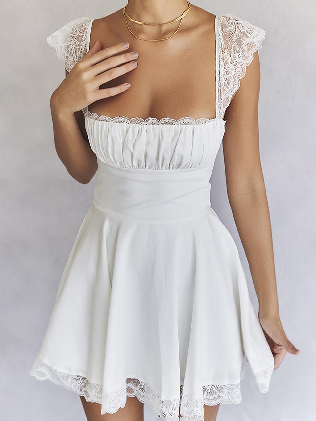 Lace Tight White A Line Short Graduation Party Dress - Fashionpara