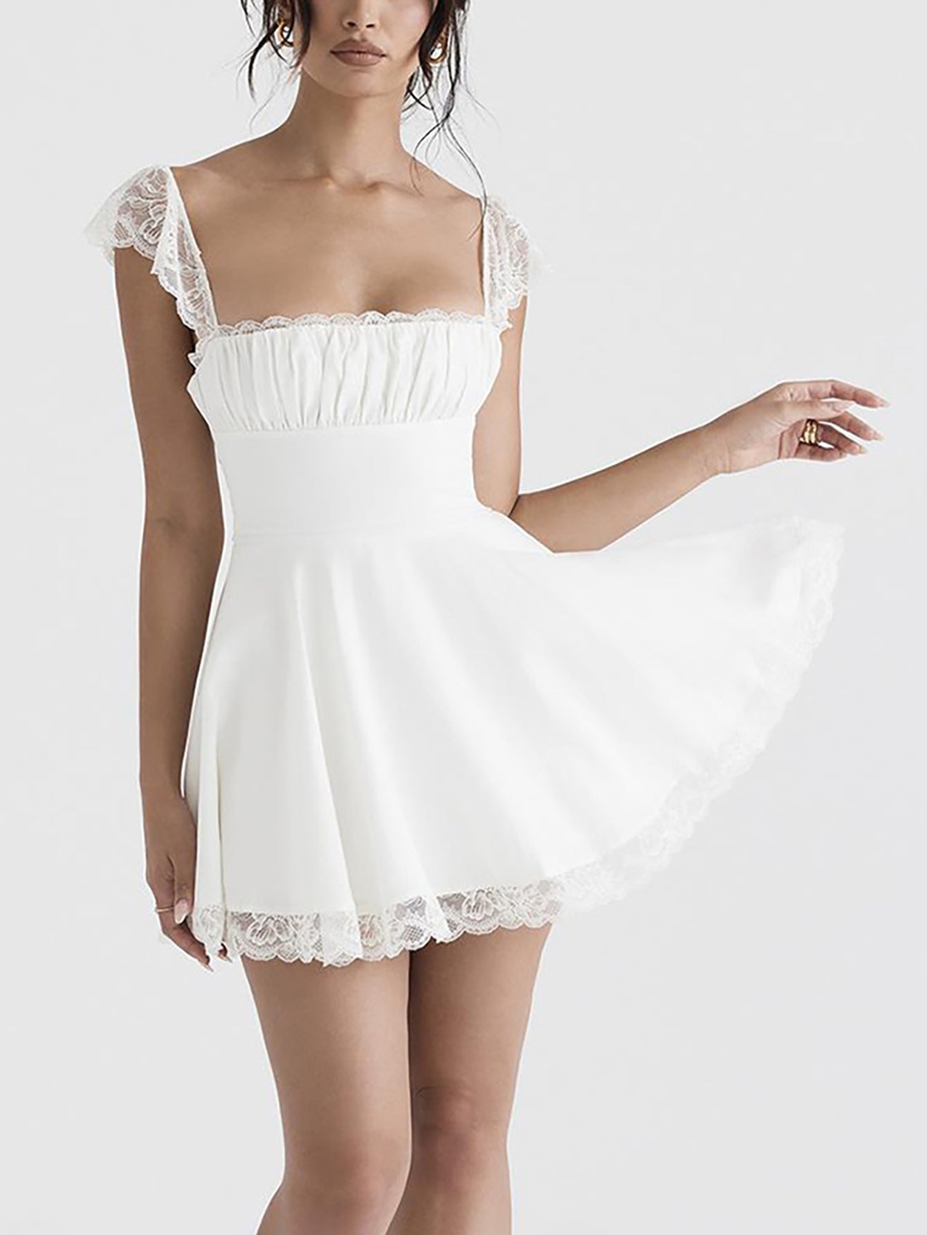 Lace Tight White A Line Short Graduation Party Dress - Fashionpara