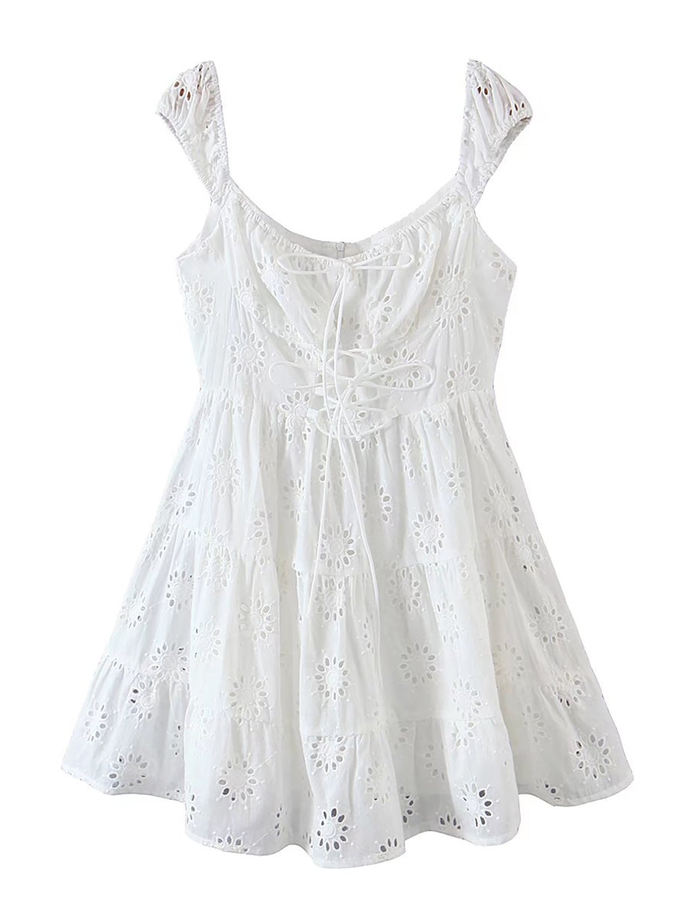 Embroidered Cutout White A Line Short Graduation Party Dress - Fashionpara