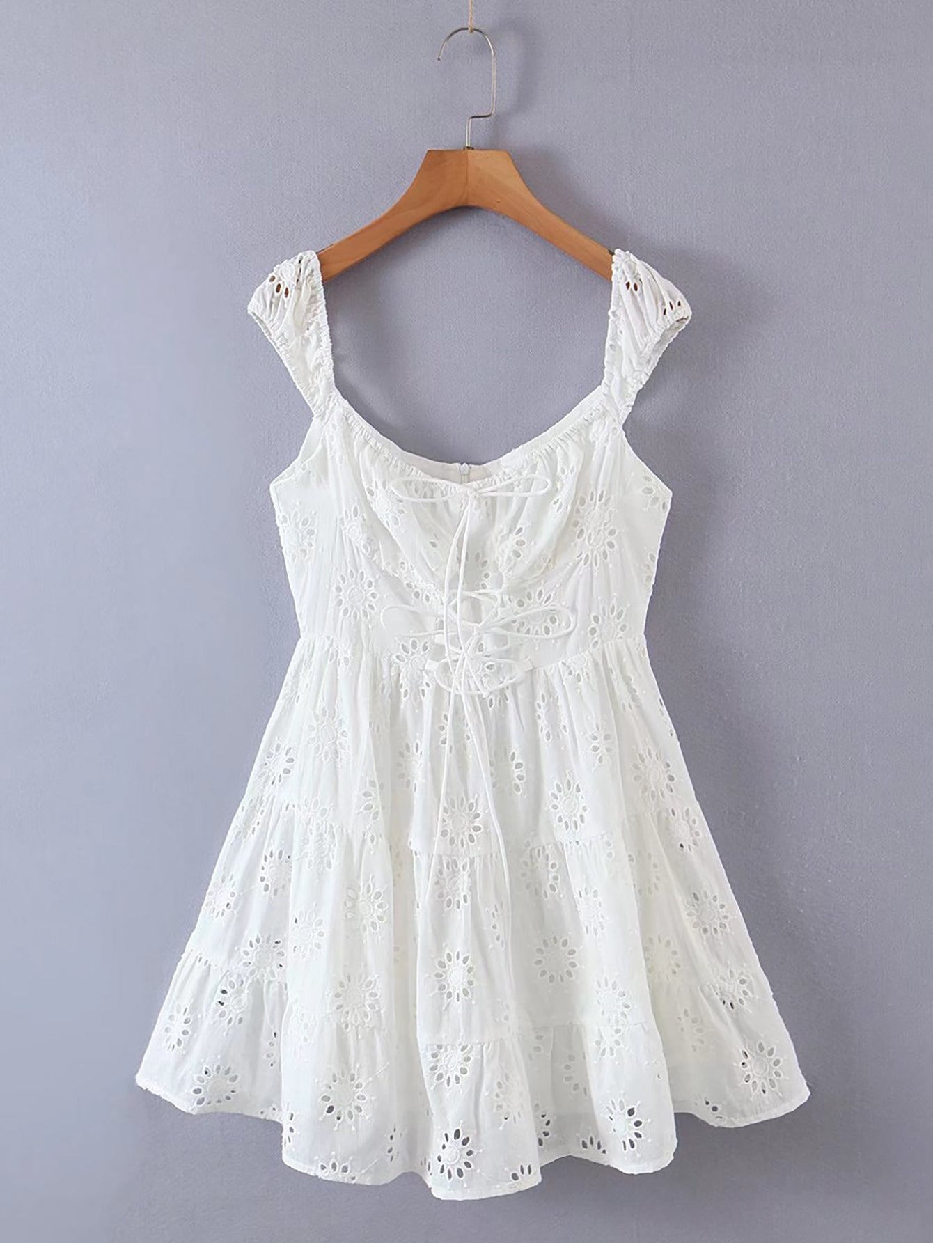 Embroidered Cutout White A Line Short Graduation Party Dress - Fashionpara