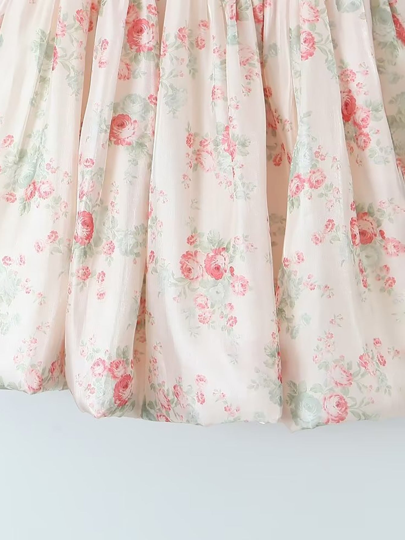 Short Puff Sleeves Cute Pink Aquare Collar Short Graduation Party Dress - Fashionpara