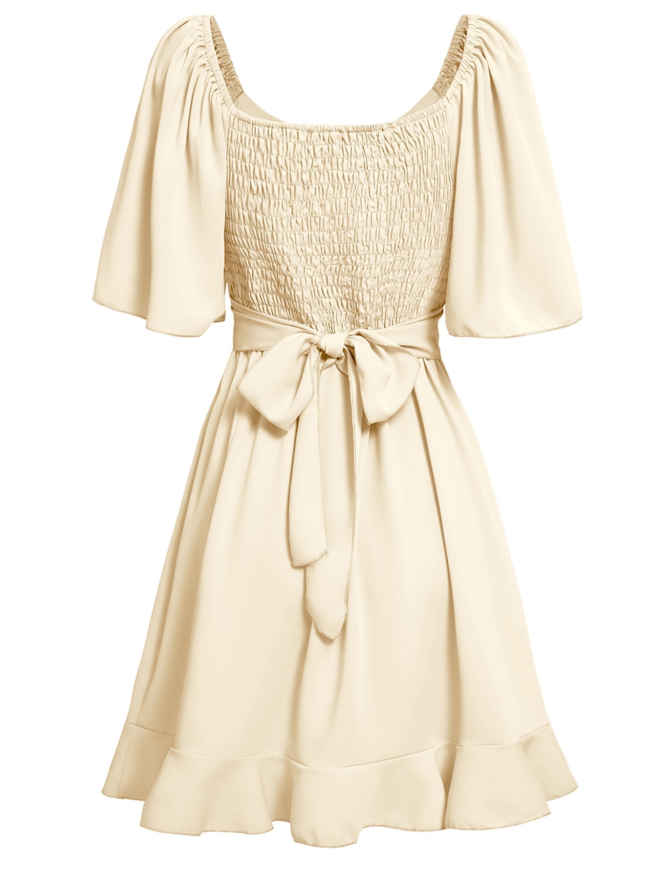 Apricot A Line Ruffles V Neck Short Graduation Party Dress - Fashionpara