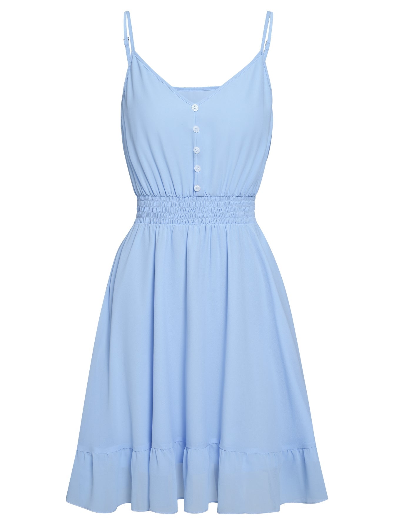 Sky Blue A Line V Neck Short Graduation Party Dress - Fashionpara
