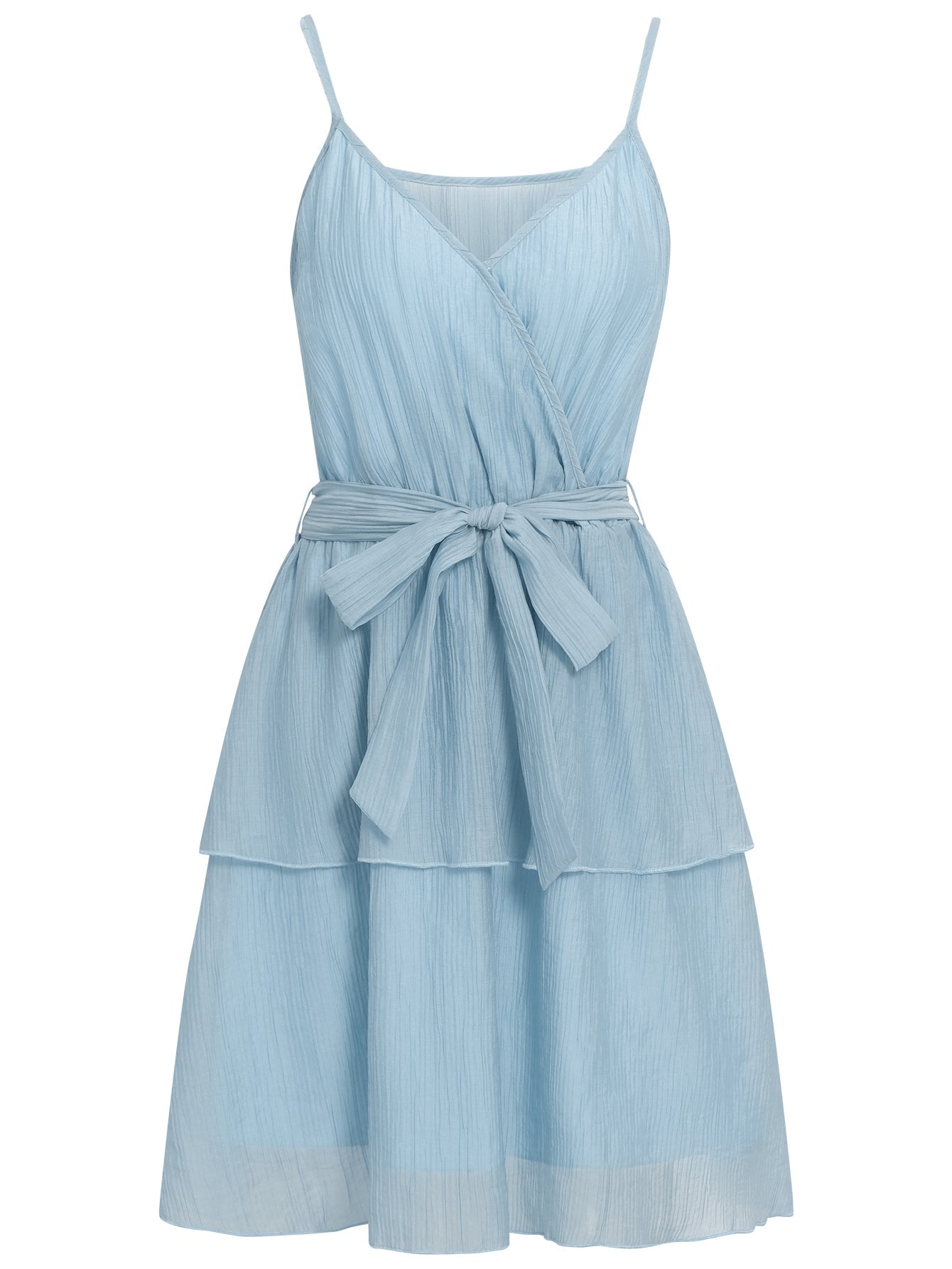 V Neck Sky Blue A Line Short Graduation Party Dress - Fashionpara