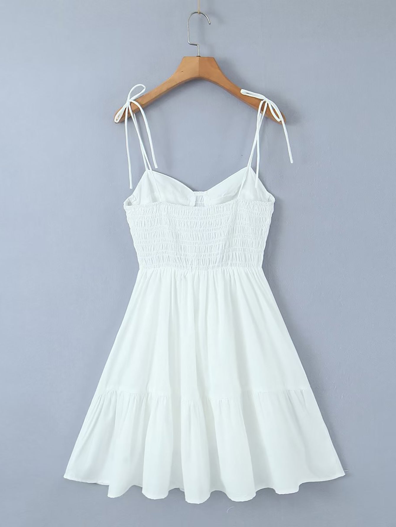 White V Neck Simple Short Graduation Sundress - Fashionpara