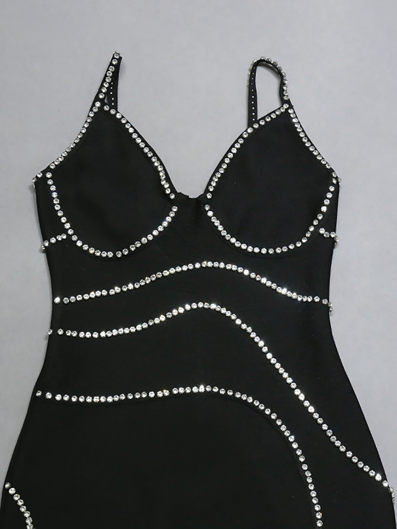 Black V Neck Bodycon Midi Party Dress - Fashionpara