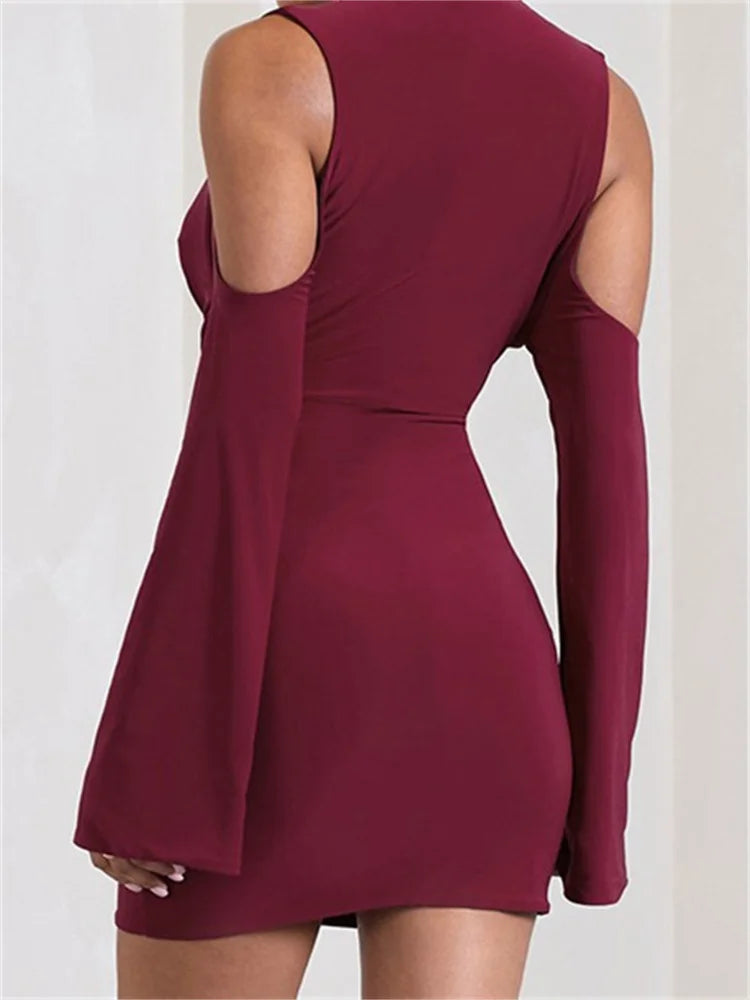 Elegant Front Ruched Vneck Mini Dresses