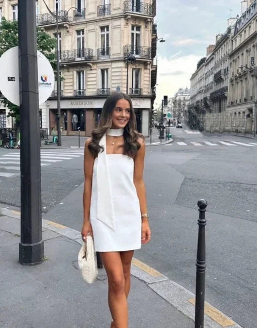 Women's White Strapless Mini Dress White Short Homecoming Dress (ZD12312)
