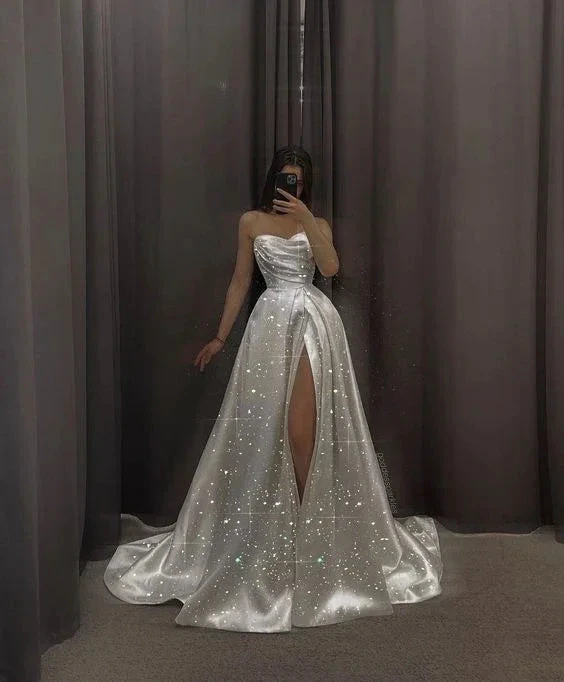 Charming White A-line Satin Wedding Dress (ZD13687)