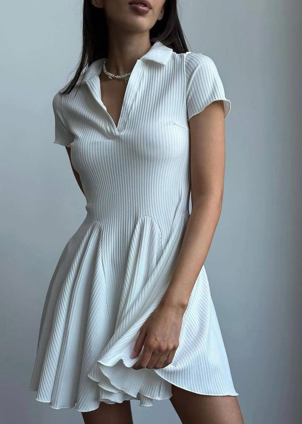 Casual Blue Peter Pan Collar Ruffled Patchwork Solid Mid Dresses Summer