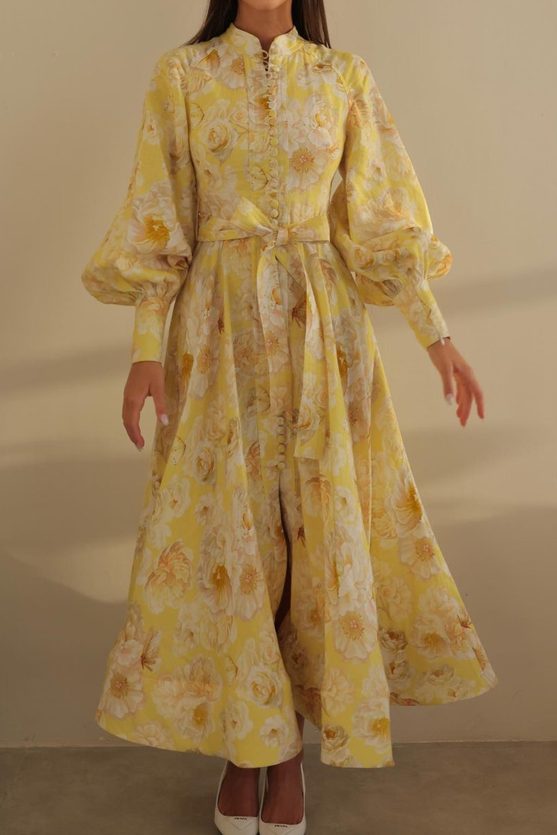 Paulina Elevated Balloon Sleeve Floral Maxi Dress Boutique Collection