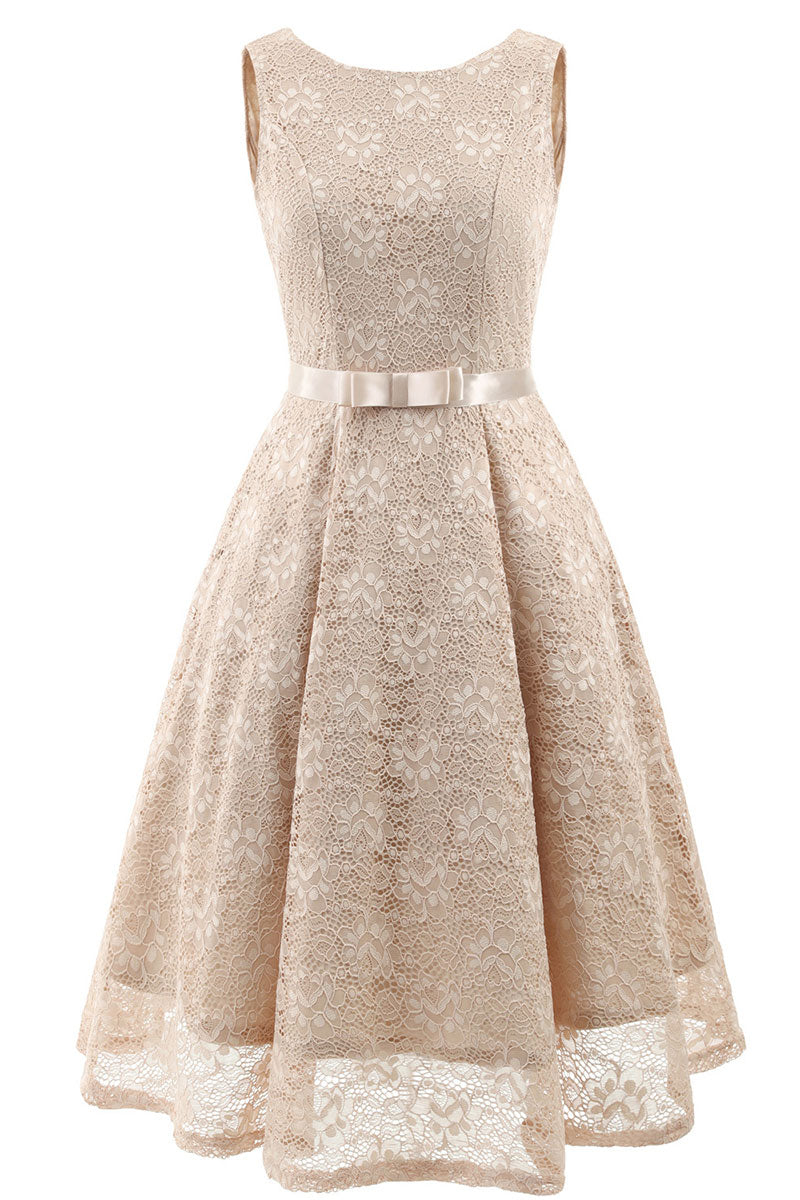 Pink Sleeveless A-line Princess Prom Dress - Fashionpara