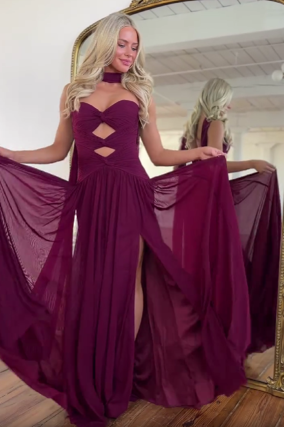 Charming A Line Sweetheart Burgundy Long Prom Dress with Keyhole