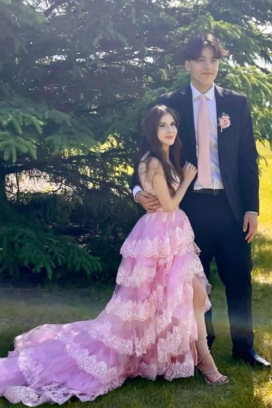 Charming A Line Sweetheart Pink Long Prom Dress with Appliques