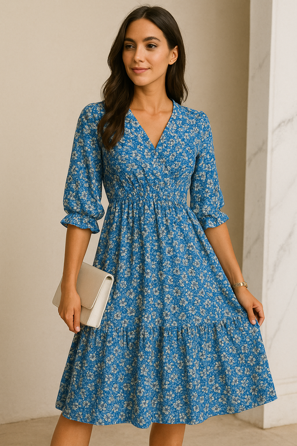 Alexa Premium Women's Casual Floral Mini Dress Elevated Occasion Wear