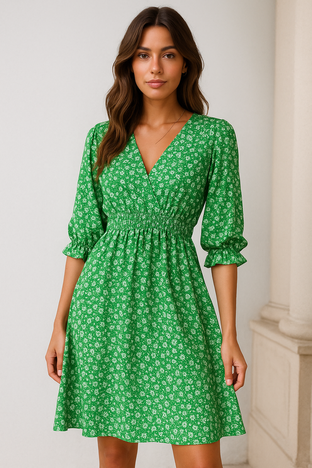 Alexa Premium Women's Casual Floral Mini Dress Elevated Occasion Wear