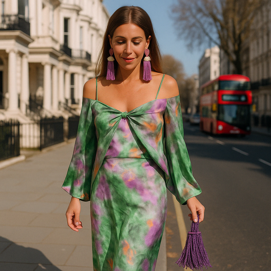 Nancy Elegant Maxi Dress With Detachable Scarf