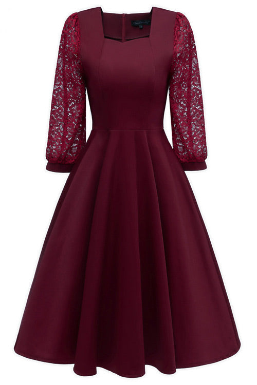 Chic Burgundy A-line Homecoming Dress With Long Sleeves - Fashionpara