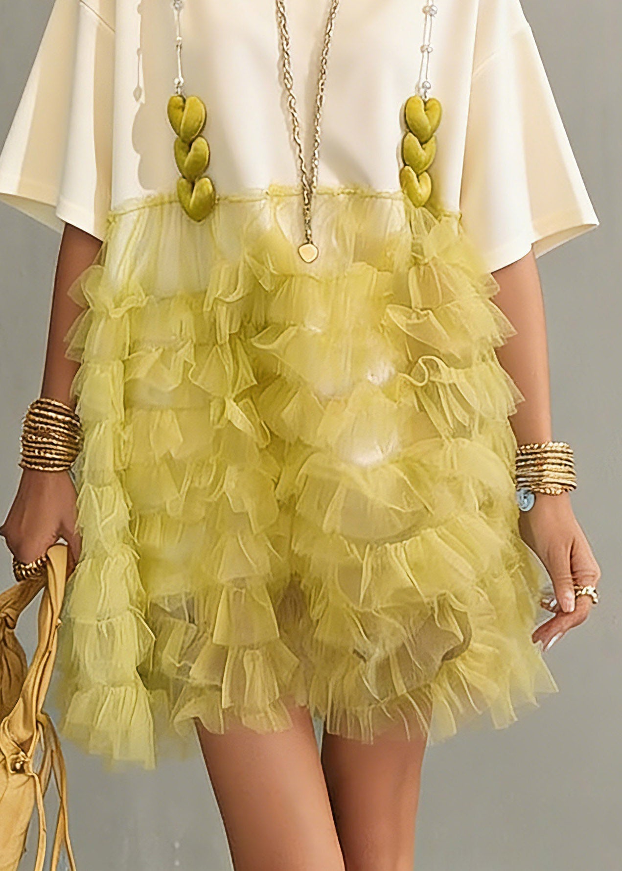 Chic Colorblock Tulle Patchwork Mid Dress Summer