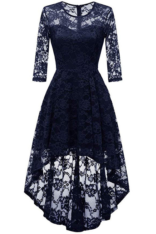 Chic Purple Lace High Low Prom Dress - Fashionpara