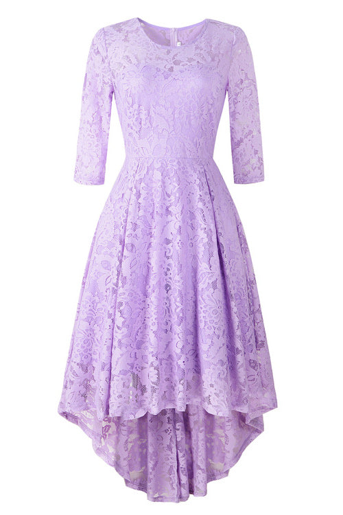 Chic Purple Lace High Low Prom Dress - Fashionpara
