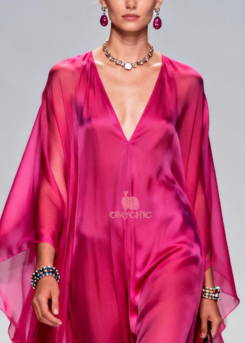 Chic Rose Oversized Exra Large Hem Chiffon Maxi Dress Summer