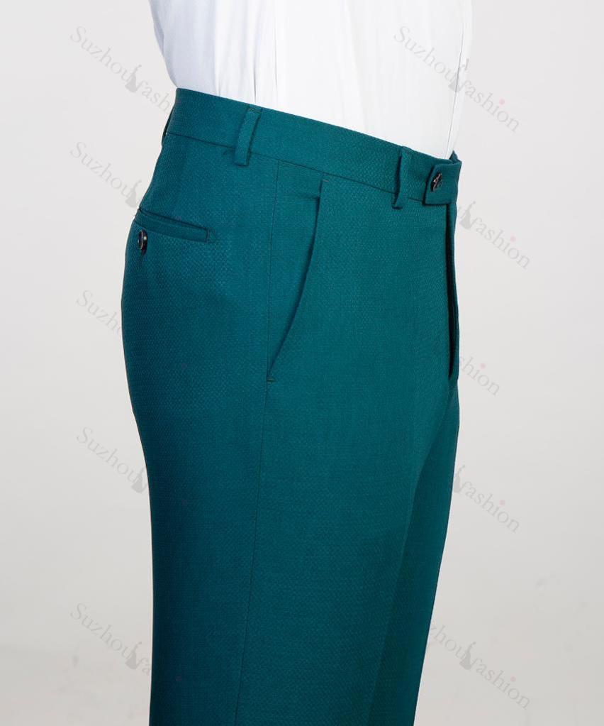 Chic Teal Blue Notched Lapel 2 Piece Prom Suit