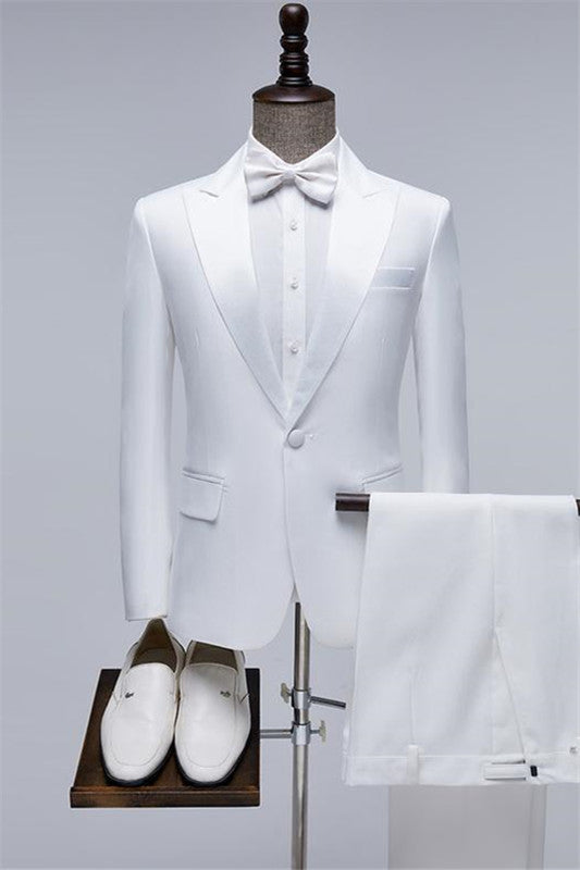 Chic White Peaked Lapel 2 Piece Men's Prom Suit
