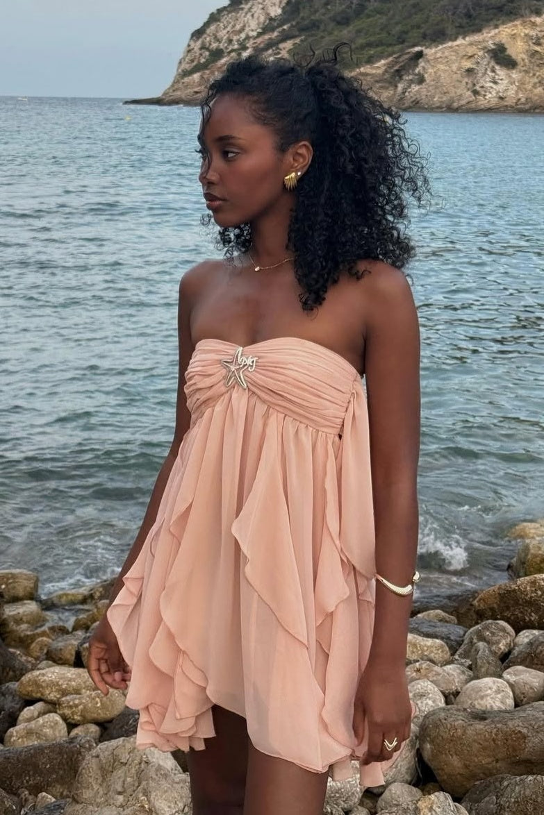 Chic A Line Sweetheart Pink Short Party Dress with Ruffles