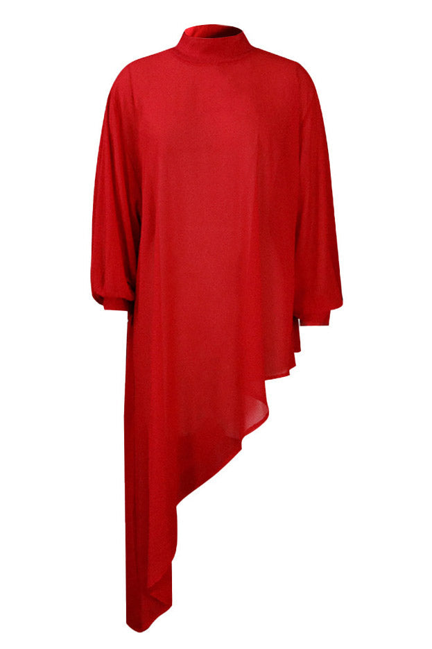 Chic Asymmetrical Yellow Long Sleeve Dress - Fashionpara