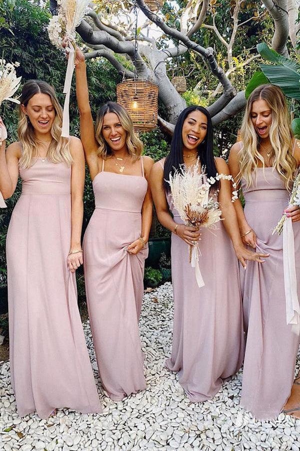 Chiffon Spaghetti Straps Neckline A-line Bridesmaid Dresses BD093 by pgmdress