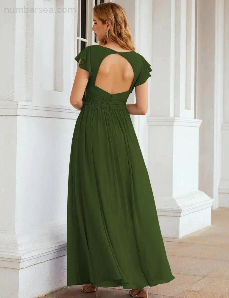 ZapDress V-Neck Bridesmaid Dress Floor Length Backless Formal Evening Dress 28024 (ZD17052)