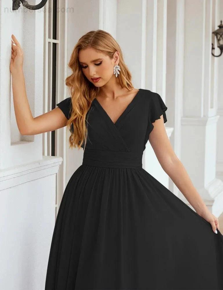 ZapDress V-Neck Bridesmaid Dress Floor Length Backless Formal Evening Dress 28024 (ZD17052)